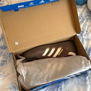 Adidas Brown Sneakers with Gold Accents